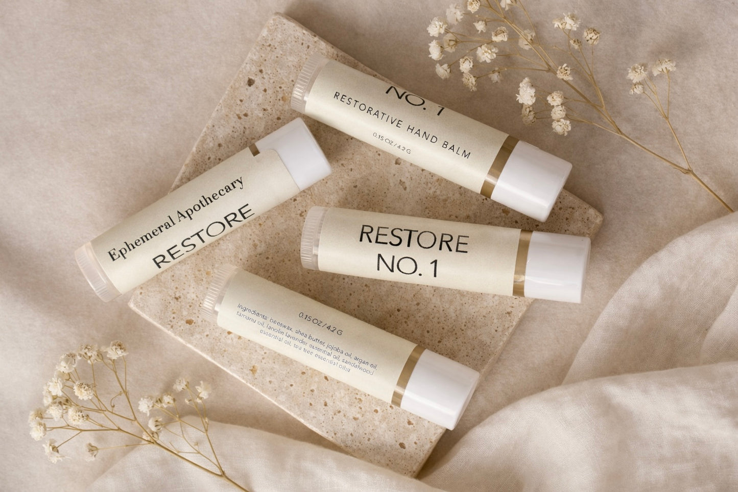 *New Look!* Restore No. 1 Shea Butter Hand Balm for Dry Cracked Hands | Botanical Salve, Beeswax Restorative Moisturizer