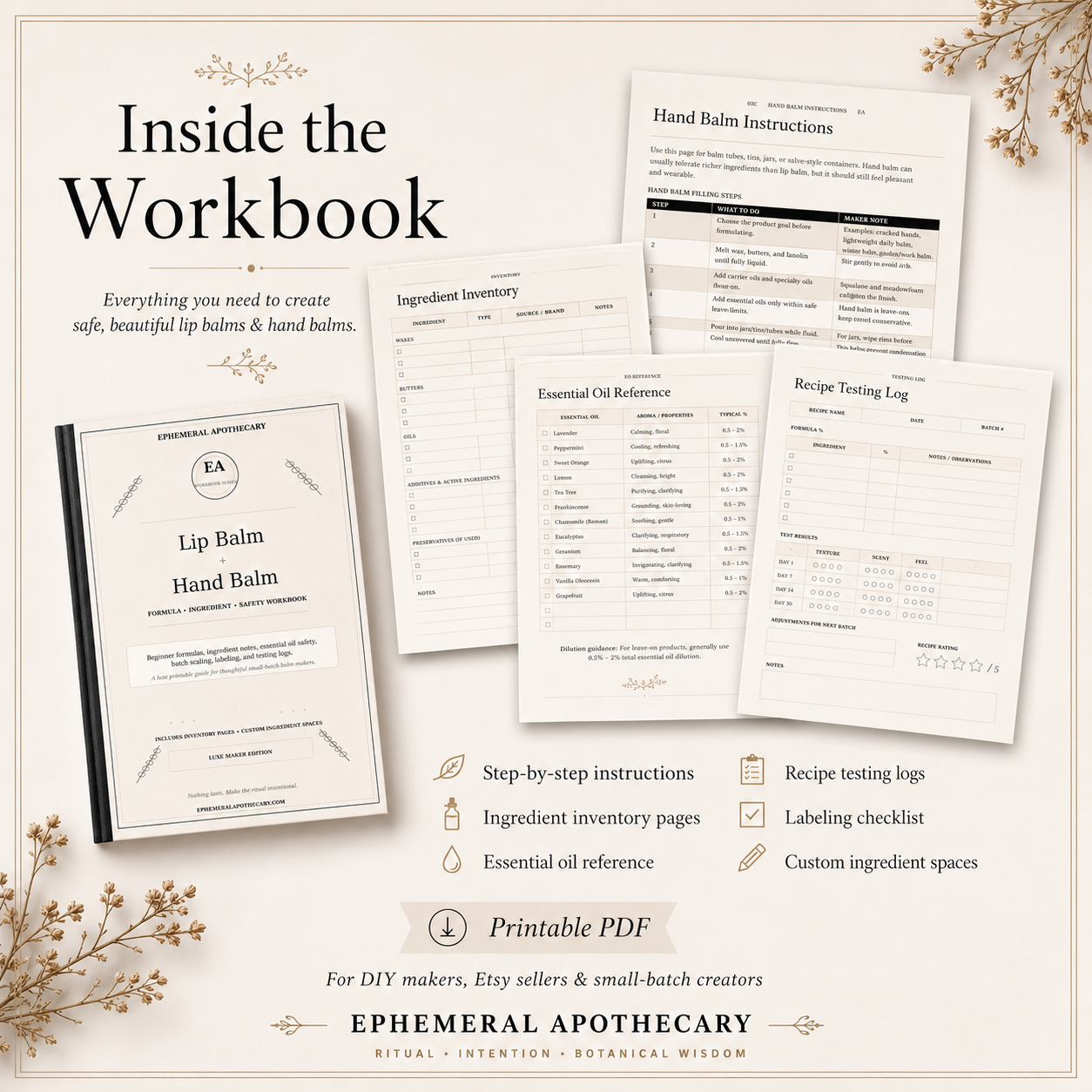Lip Balm + Hand Balm Workbook | DIY Skincare Formula Guide