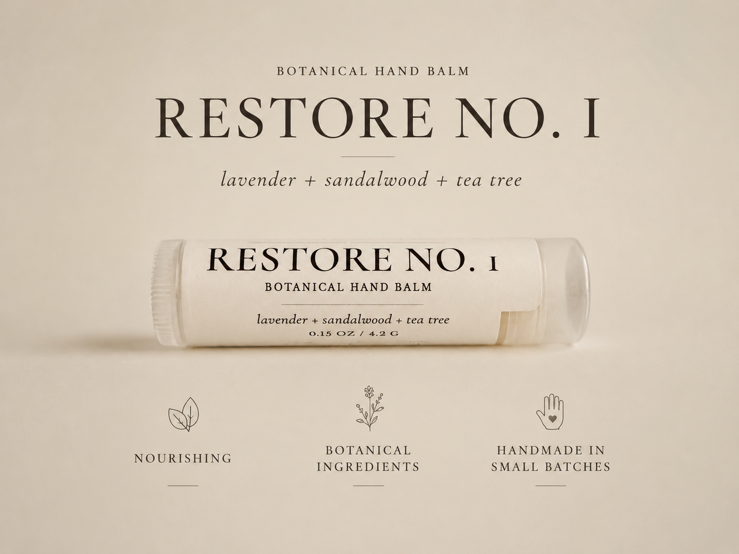 Restore No. 1 Shea Butter Hand Balm for Dry Cracked Hands | Botanical Salve, Beeswax Restorative Moisturizer