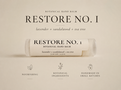 Restore No. 1 Shea Butter Hand Balm for Dry Cracked Hands | Botanical Salve, Beeswax Restorative Moisturizer