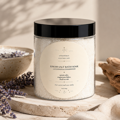 Lavender & Cedarwood Epsom Salt Bath Soak | Magnesium Mineral Bath Soak | 8oz